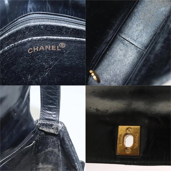 CHANEL Matelasse Chain Shoulder Bag Enamel Black Gold CC Auth 126363 - Picture 14 of 15